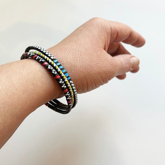 Set of 3 Handmade Recycled Telephone Wire Bracelet - Picture 6 of 6